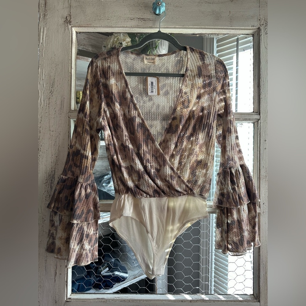 Peach Love California Leopard Print Bodysuit